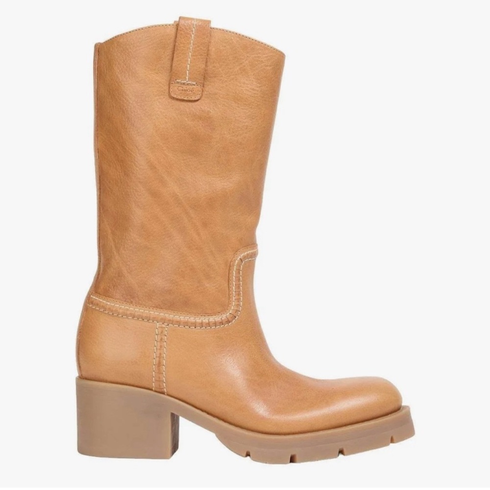 Chloe Neva Campus Camel Leather Boots 37=7